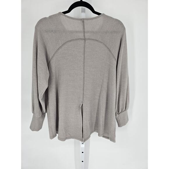 cy Womens Heather Grey Loose Fit Pullover Crew Neck Long Sleeve Back Slit Top XL - Picture 4 of 4